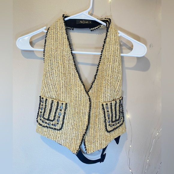 $300 Mes Demoiselles Paris Nathy Raffia Woven Halter Vest FR36 - Picture 8 of 11
